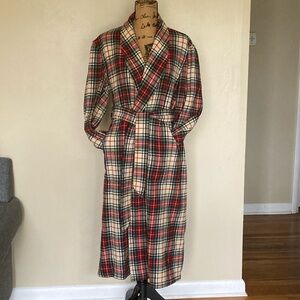 Vintage 50s 60s Rabhor Holiday Tartan Plaid Wool Belted Robe Men’s S/M